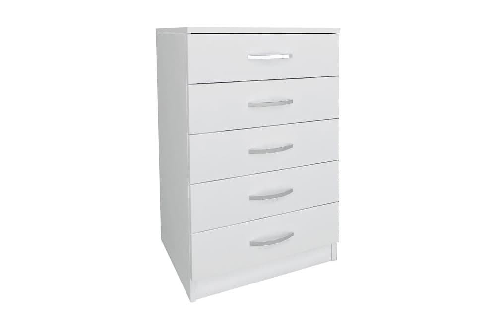 VALERIE Sängbord 55 cm med Förvaring 5 Lådor Vit
