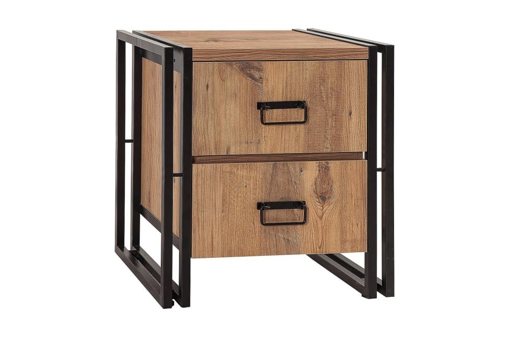 WARTA Sängbord 52 cm med Förvaring 2 Lådor Brun/Svart