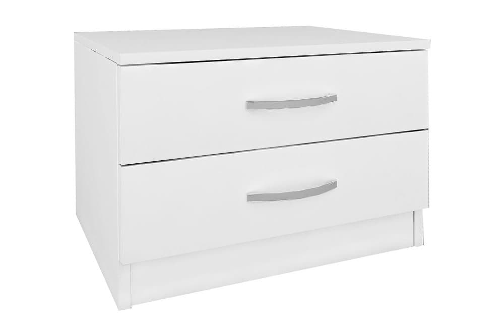 VALERIE Sängbord 55 cm med Förvaring 2 Lådor Vit
