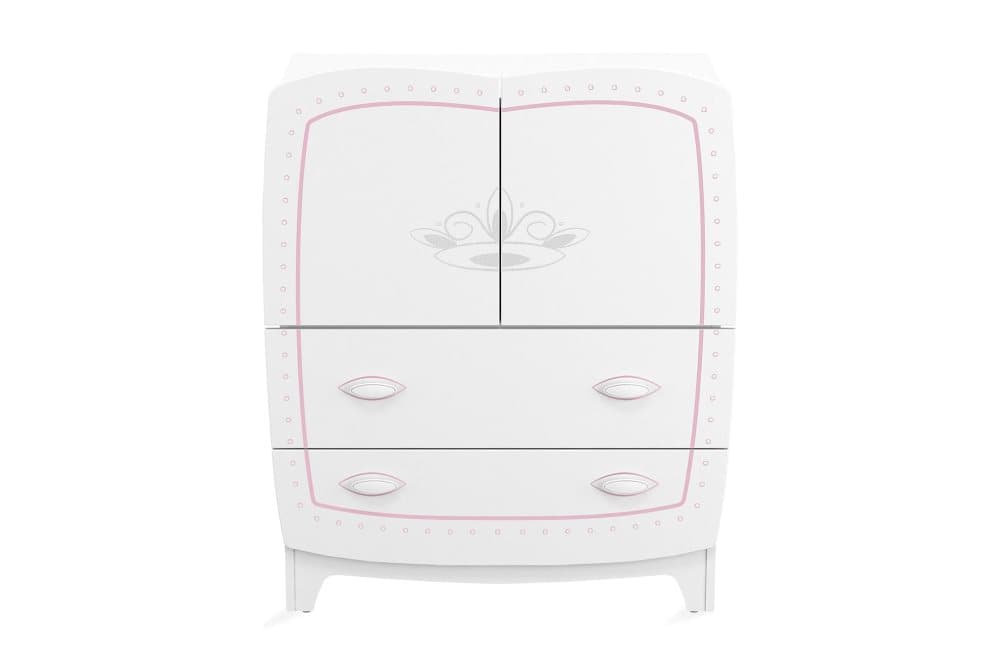 MALTEX Sängbord Barn 59 cm m Förvaring 2 Lådor+2 Skåp Vit/Ro