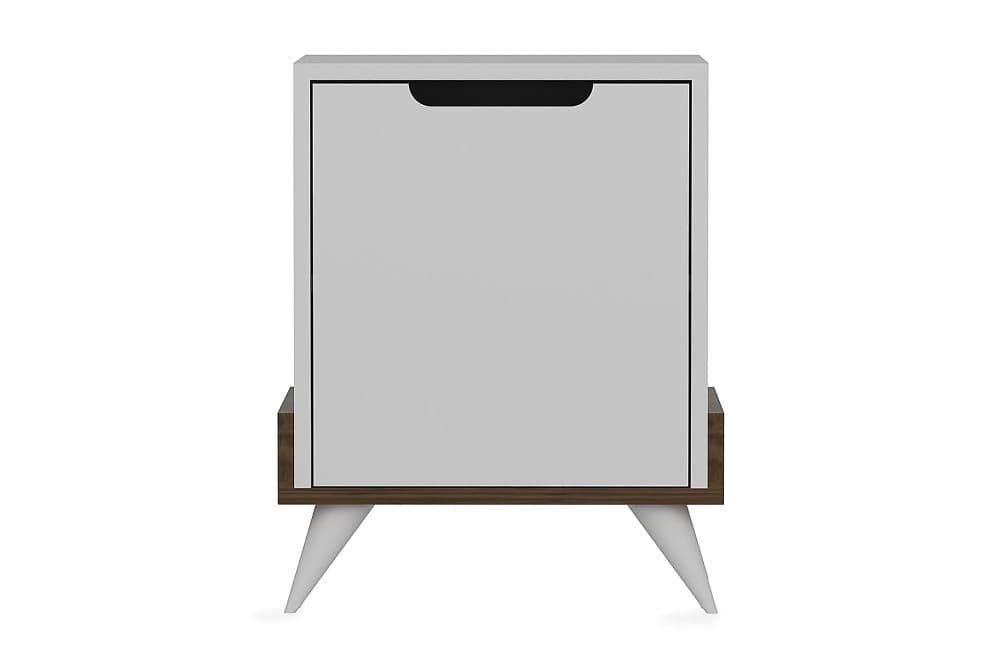 STENHESTRA Sängbord 35 cm med Förvaring Skåp Vit/Brun