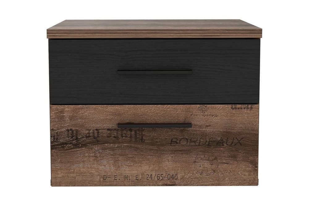 DRYLAW Sängbord 52 cm med Förvaring 2 Lådor Brun/Svart