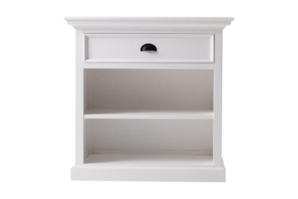 KOLNINGBERG Sängbord 81 cm med Förvaring Låda + Hylla Vit