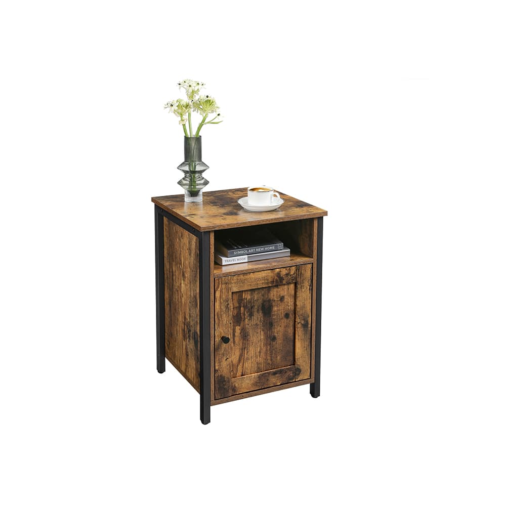 Segenn's Vintage industriellt nattduksbord - hylla - för sovrum - Vardagsrum - Vintage Brown-Black - 40 x 40 x 60 cm