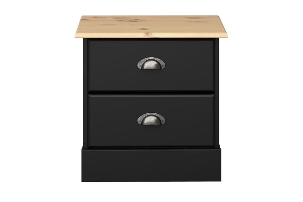 PRIO Sängbord 44 cm med Förvaring 2 Lådor Beige/Svart