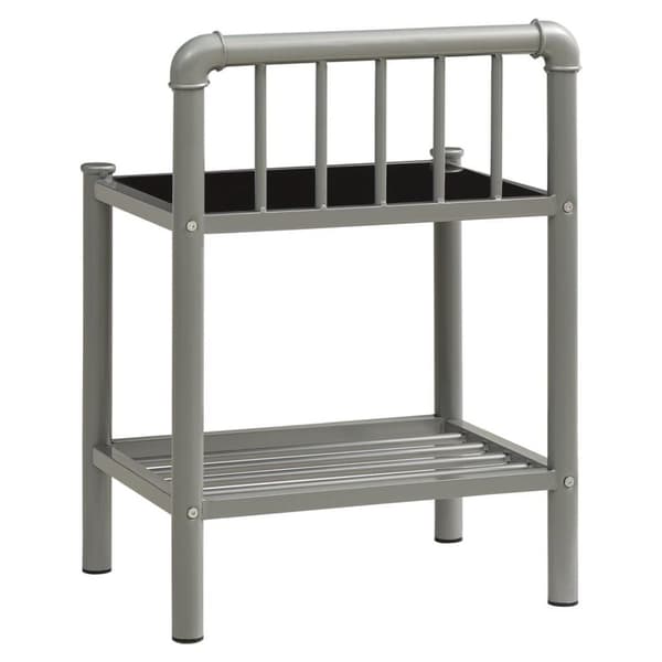 vidaXL sengeskabe 2 stk. metal og glas grå og sort