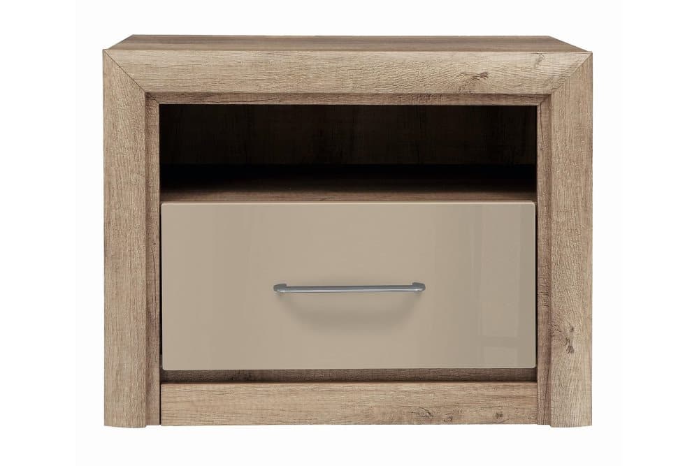 LESCAR Sängbord 60 cm med Förvaring Hylla + Låda Natur/Sand