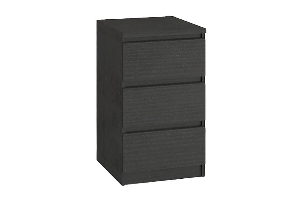 TRIVENTO Sängbord 40 cm med Förvaring 3 Lådor Svart