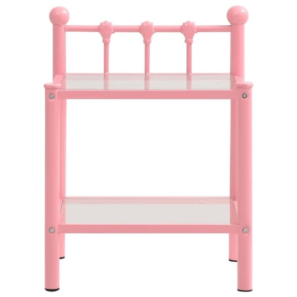 vidaXL sengeskabe 2 stk. metal og glas pink og transparent
