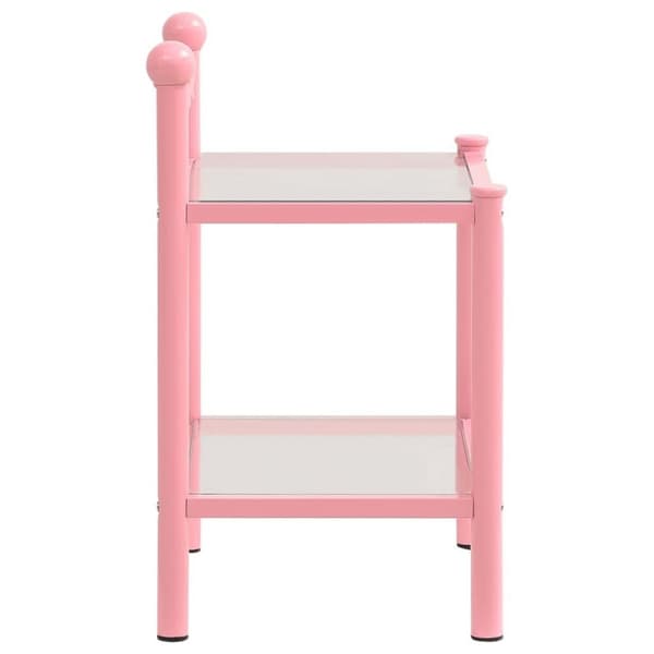 vidaXL sengeskabe 2 stk. metal og glas pink og transparent