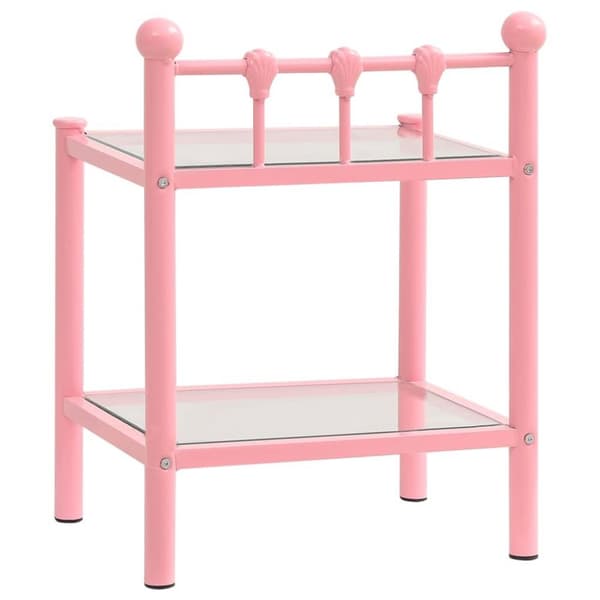 vidaXL sengeskabe 2 stk. metal og glas pink og transparent