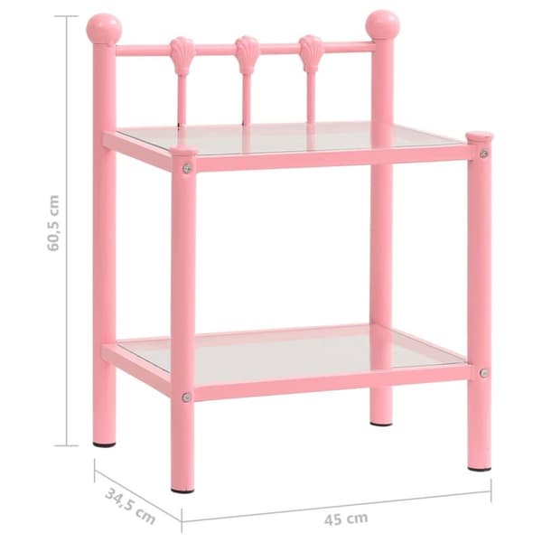 vidaXL sengeskabe 2 stk. metal og glas pink og transparent