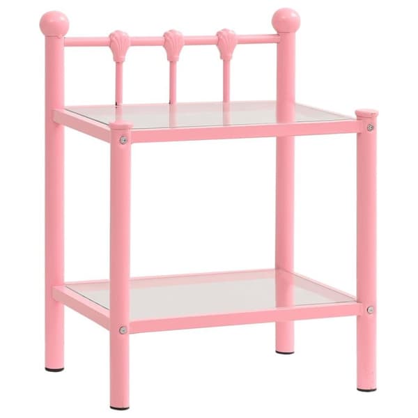 vidaXL sengeskabe 2 stk. metal og glas pink og transparent
