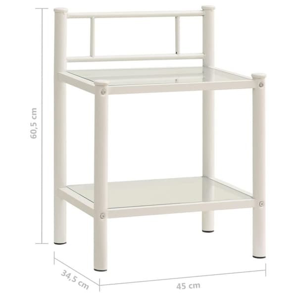 vidaXL sengeskab 45x34,5x60,5 cm metal og glas hvid og transparent