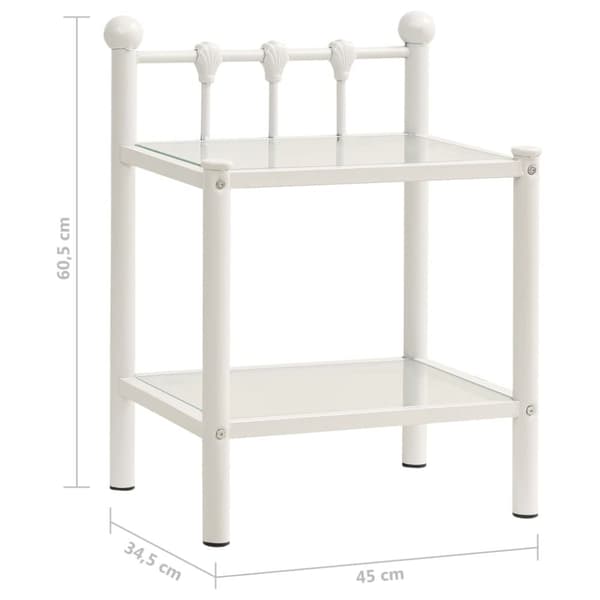 vidaXL sengeskab 45x34,5x60,5 cm metal og glas hvid og transparent