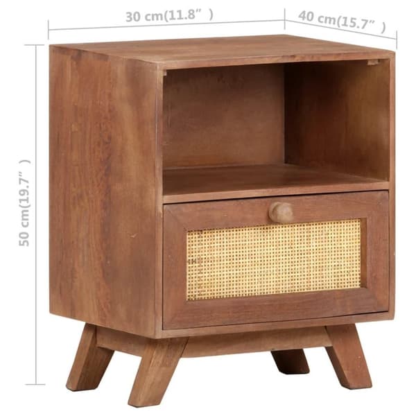 vidaXL Nattbord 40x30x50 cm heltre mango
