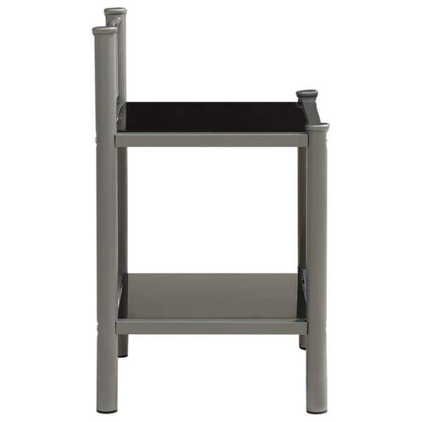 vidaXL Sängbord grå och svart 45x34,5x60,5 cm metall och glas