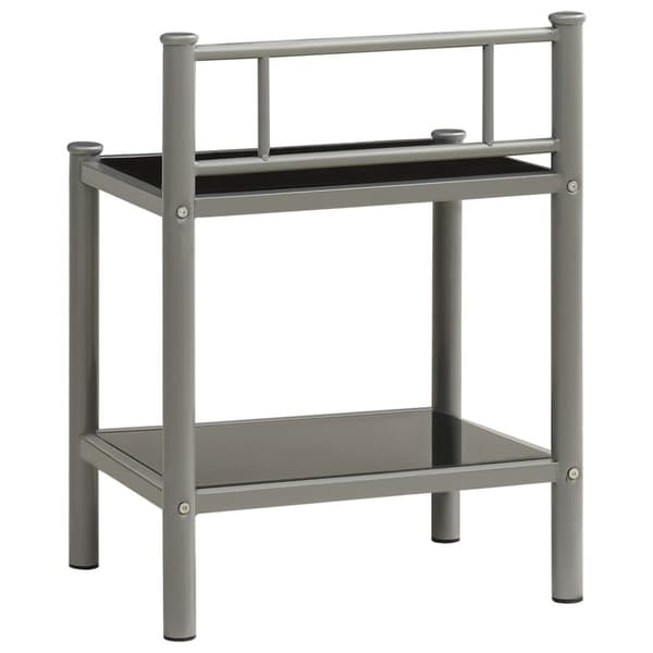 vidaXL Sängbord grå och svart 45x34,5x60,5 cm metall och glas