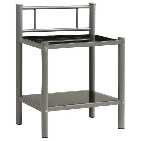vidaXL Sängbord grå och svart 45x34,5x60,5 cm metall och glas