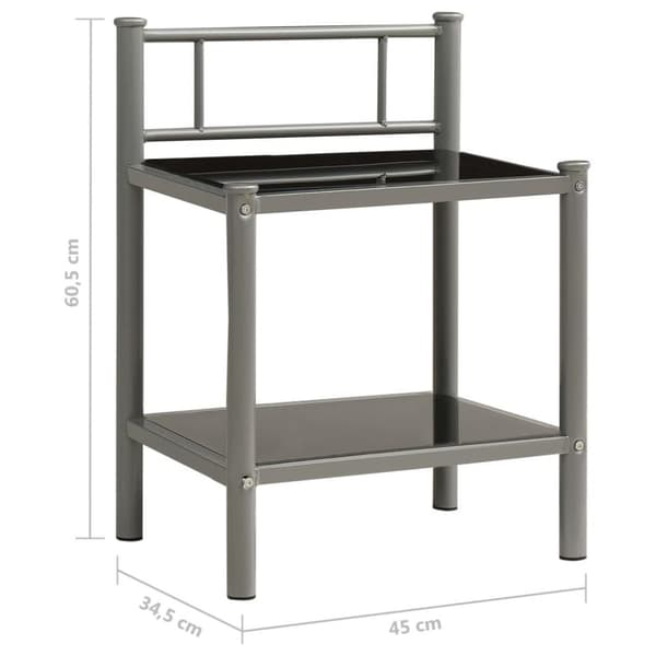 vidaXL Nattduksbord 2 st grå och svart metall och glas