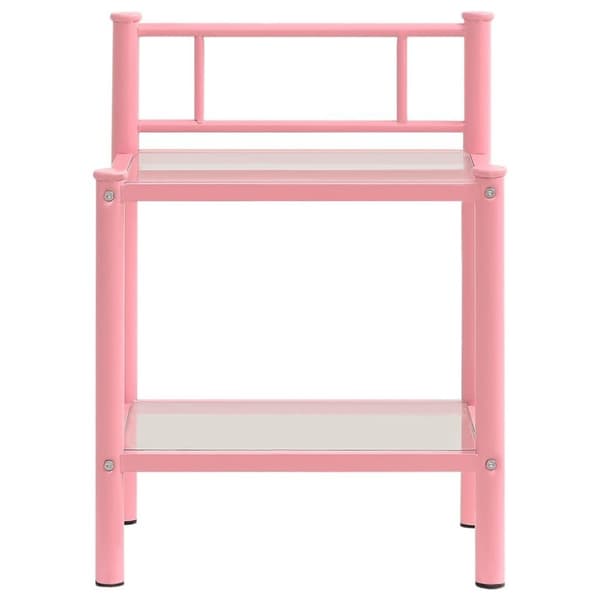vidaXL Sängbord 2 st rosa och transparent metall och glas