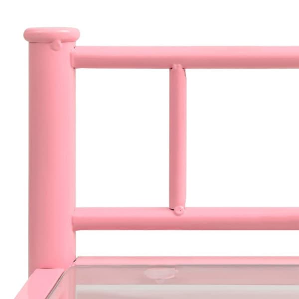 vidaXL Sängbord 2 st rosa och transparent metall och glas