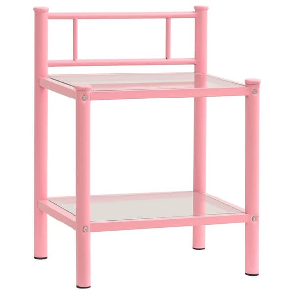 vidaXL Sängbord 2 st rosa och transparent metall och glas