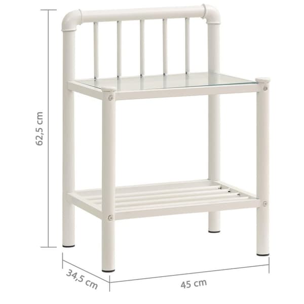 vidaXL sengeskab 45x34,5x62,5 cm metal og glas hvid og transparent