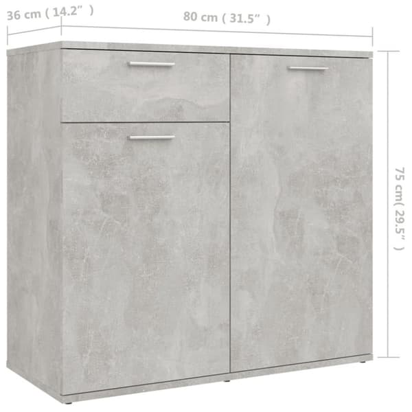 vidaXL Skjenk betonggrå 80x36x75 cm sponplate