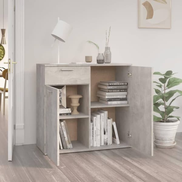 vidaXL Senkki betoninharmaa 80x36x75 cm lastulevy