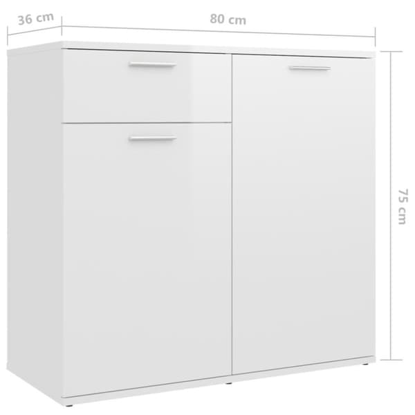 vidaXL Skänk vit högglans 160x36x75 cm spånskiva