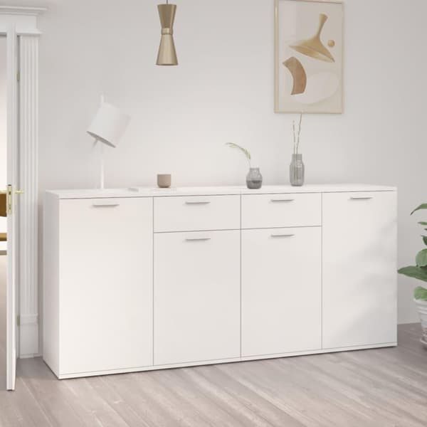 vidaXL Skänk vit högglans 160x36x75 cm spånskiva
