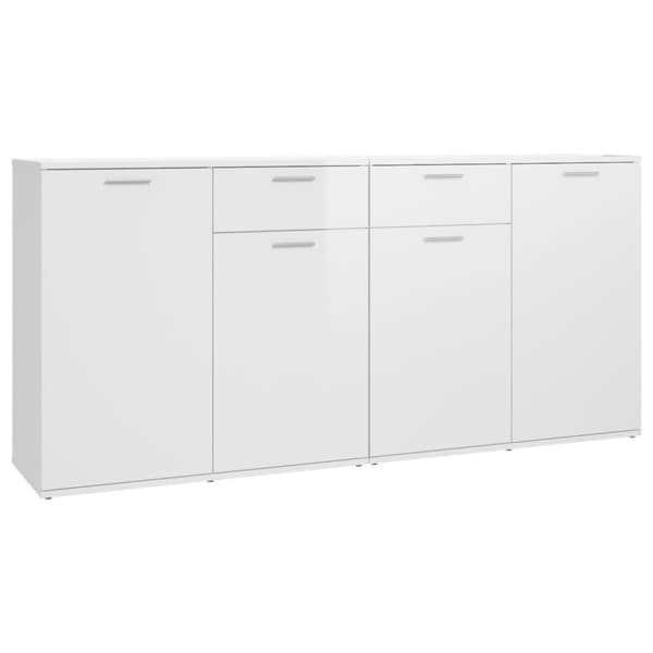 vidaXL Skänk vit högglans 160x36x75 cm spånskiva