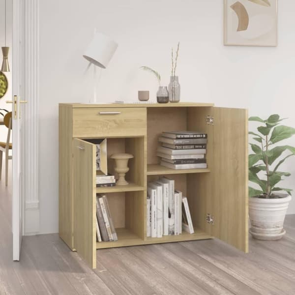vidaXL Skänk sonoma-ek 80x36x75 cm spånskiva