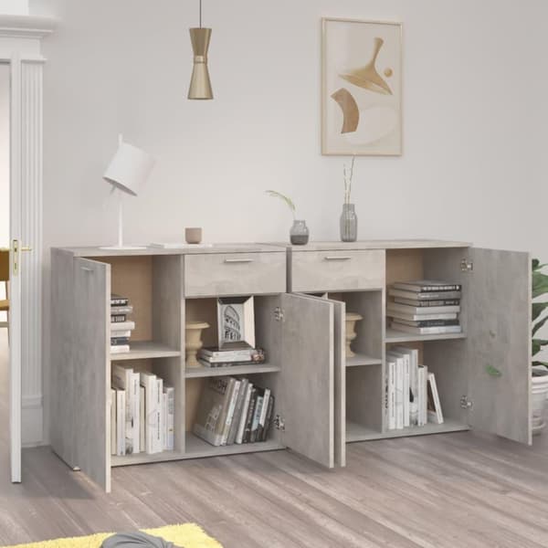 vidaXL skænk 160x36x75 cm spånplade betongrå