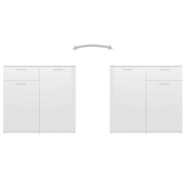 vidaXL skænk 80x36x75 cm spånplade hvid højglans