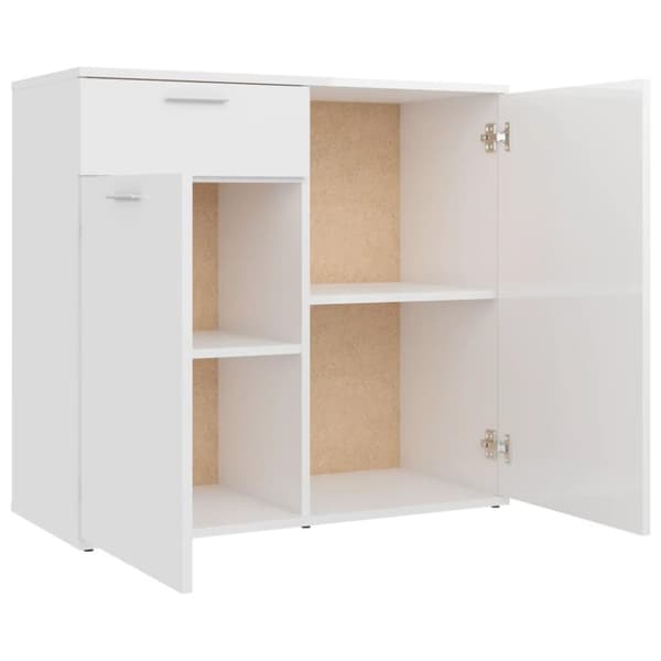 vidaXL skænk 80x36x75 cm spånplade hvid højglans