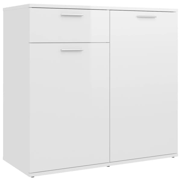 vidaXL skænk 80x36x75 cm spånplade hvid højglans
