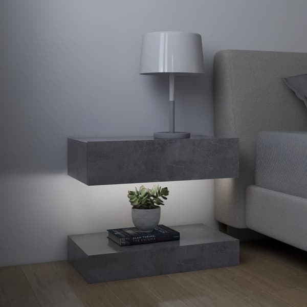 vidaXL sengeborde 2 stk. 60x35 cm spånplade betongrå