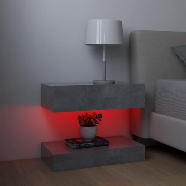 vidaXL sengeborde 2 stk. 60x35 cm spånplade betongrå