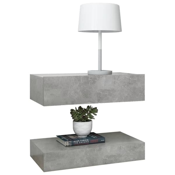 vidaXL sengeborde 2 stk. 60x35 cm spånplade betongrå