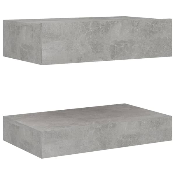 vidaXL sengeborde 2 stk. 60x35 cm spånplade betongrå