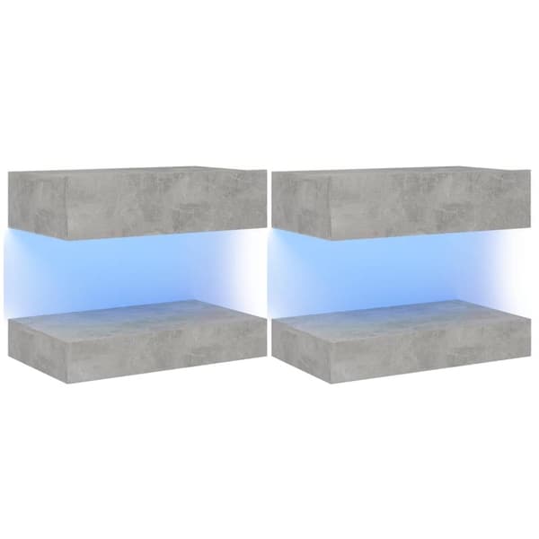 vidaXL sengeborde 2 stk. 60x35 cm spånplade betongrå