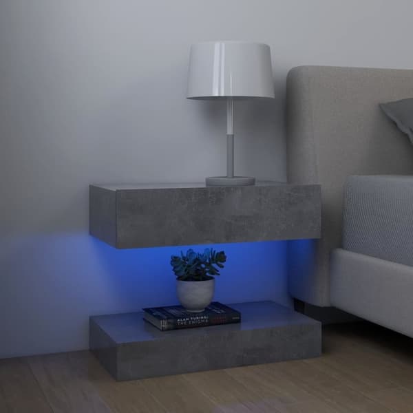 vidaXL sengeborde 2 stk. 60x35 cm spånplade betongrå