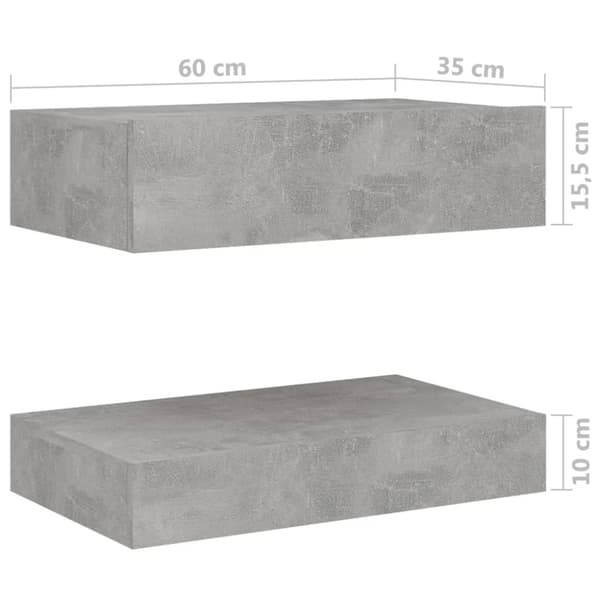 vidaXL Yöpöytä betoninharmaa 60x35 cm lastulevy