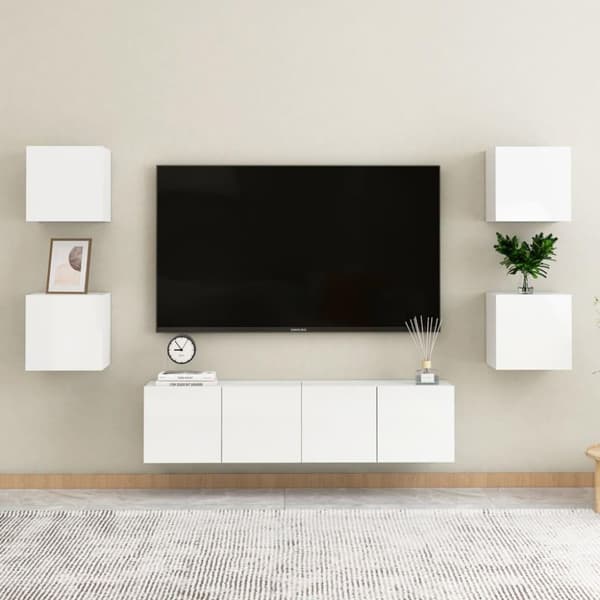 vidaXL sengeskabe 2 stk. 30,5x30x30 cm spånplade hvid højglans