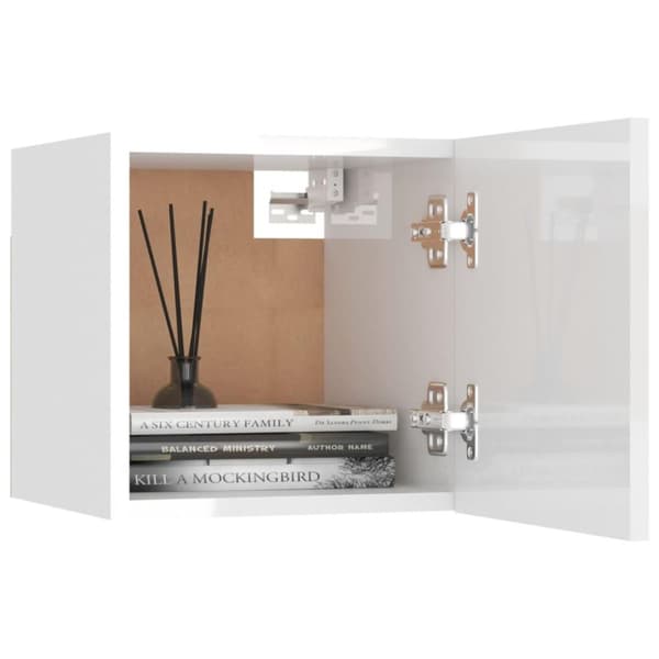 vidaXL Sängbord vit högglans 30,5x30x30 cm spånskiva