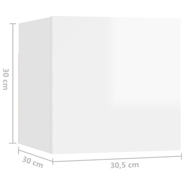 vidaXL Sängbord vit högglans 30,5x30x30 cm spånskiva