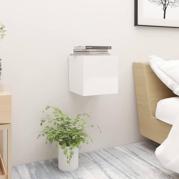 vidaXL Sängbord vit högglans 30,5x30x30 cm spånskiva