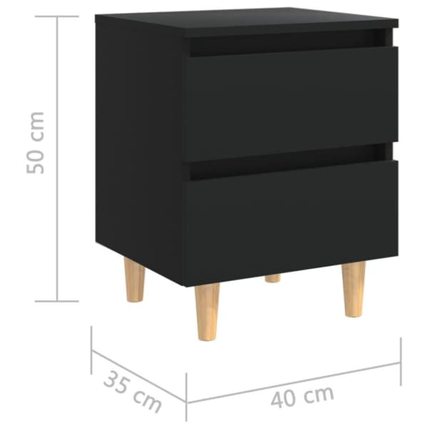 vidaXL Nattbord med heltre furuben svart 40x35x50 cm